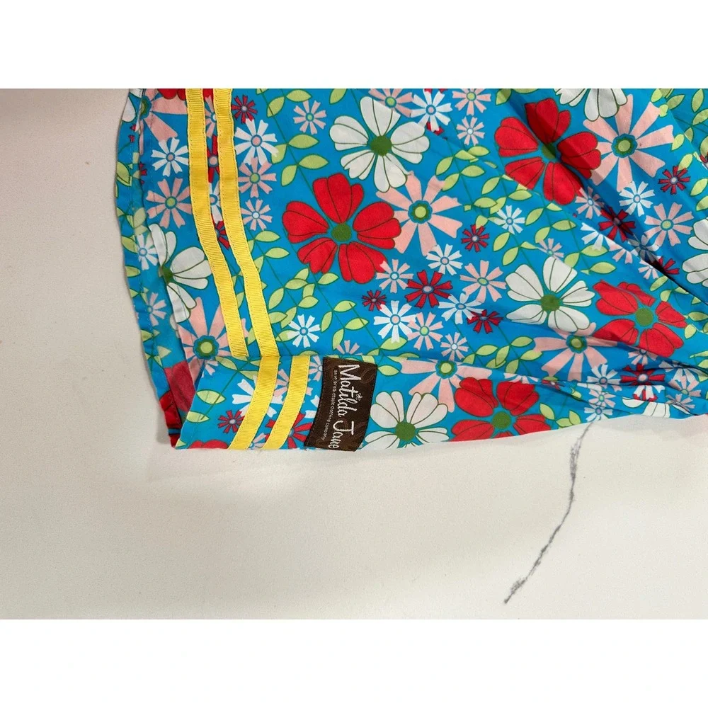 Matilda Jane Girls Floral Geometric Sundress Blue Orange‎ Size 4